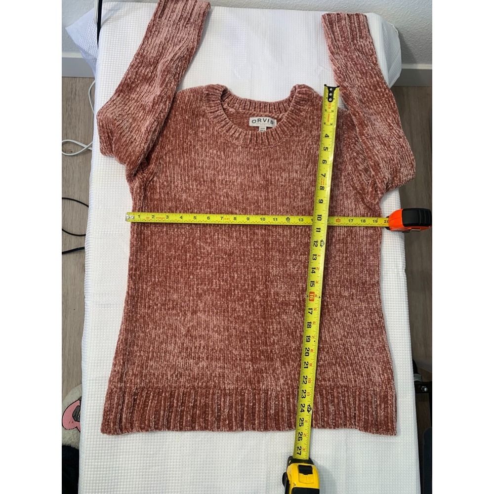 (A-16)Orvis Chenille Sweater Women Small Pink‎ Crewneck Soft Cozy Pullover - Picture 6 of 9
